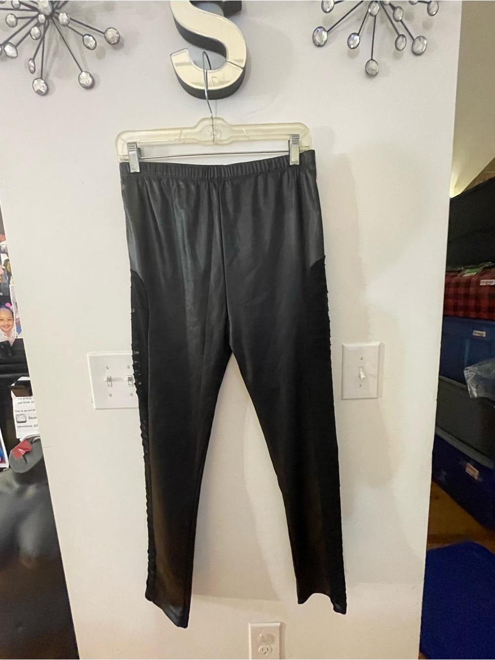 What’s Hot Black Faux Leather Pants Size L